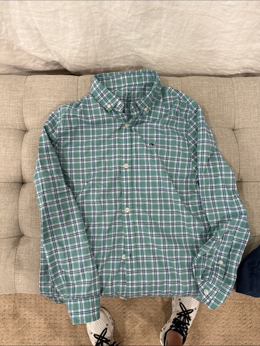 Vineyard vines youth small  Green Plaid Button-Down Shirt
